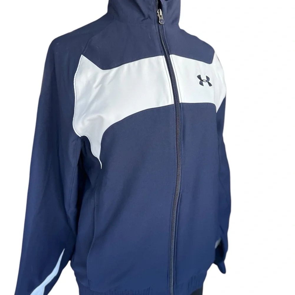 Under Armour Blue and White Performance Jacket with Color-Block Design - Picture 2 of 5
